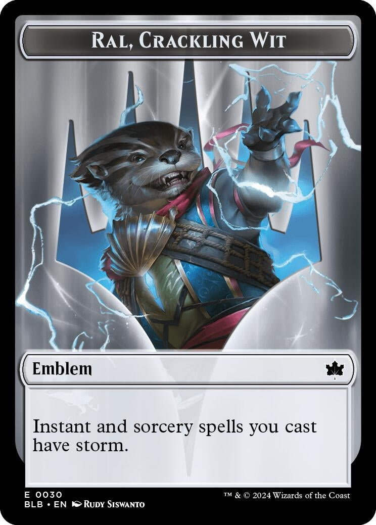 Emblem - Ral, Crackling Wit // Bushy Bodyguard Double-Sided Token (30 // 20) (BLB)