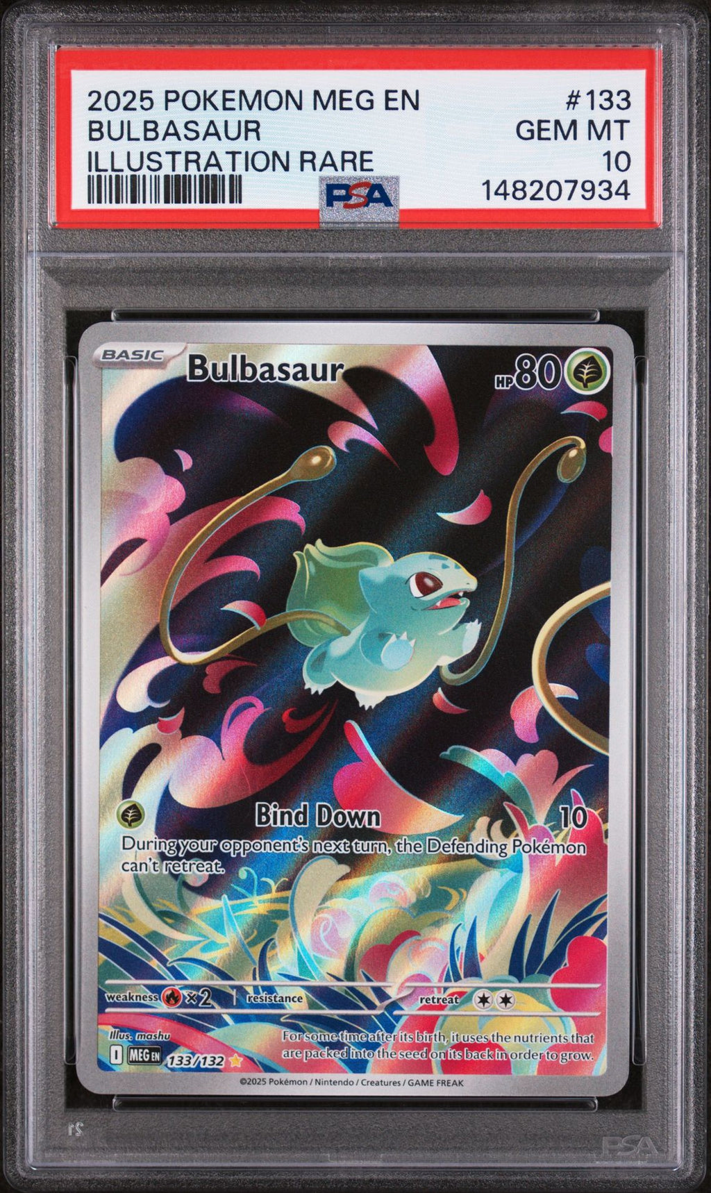 BULBASAUR ILLUSTRATION RARE 2025 POKEMON MEG EN-MEGA EVOLUTION PSA GEM MT 10